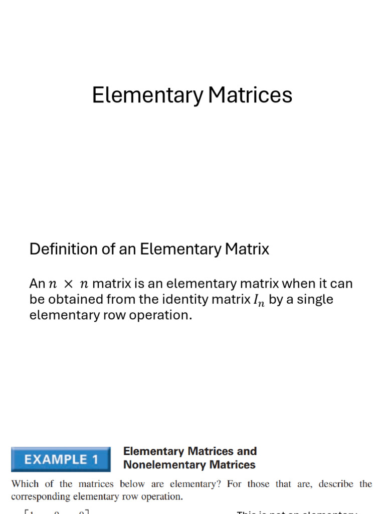 Elementary Matrices | PDF | Matrix (Mathematics) | Abstract Algebra