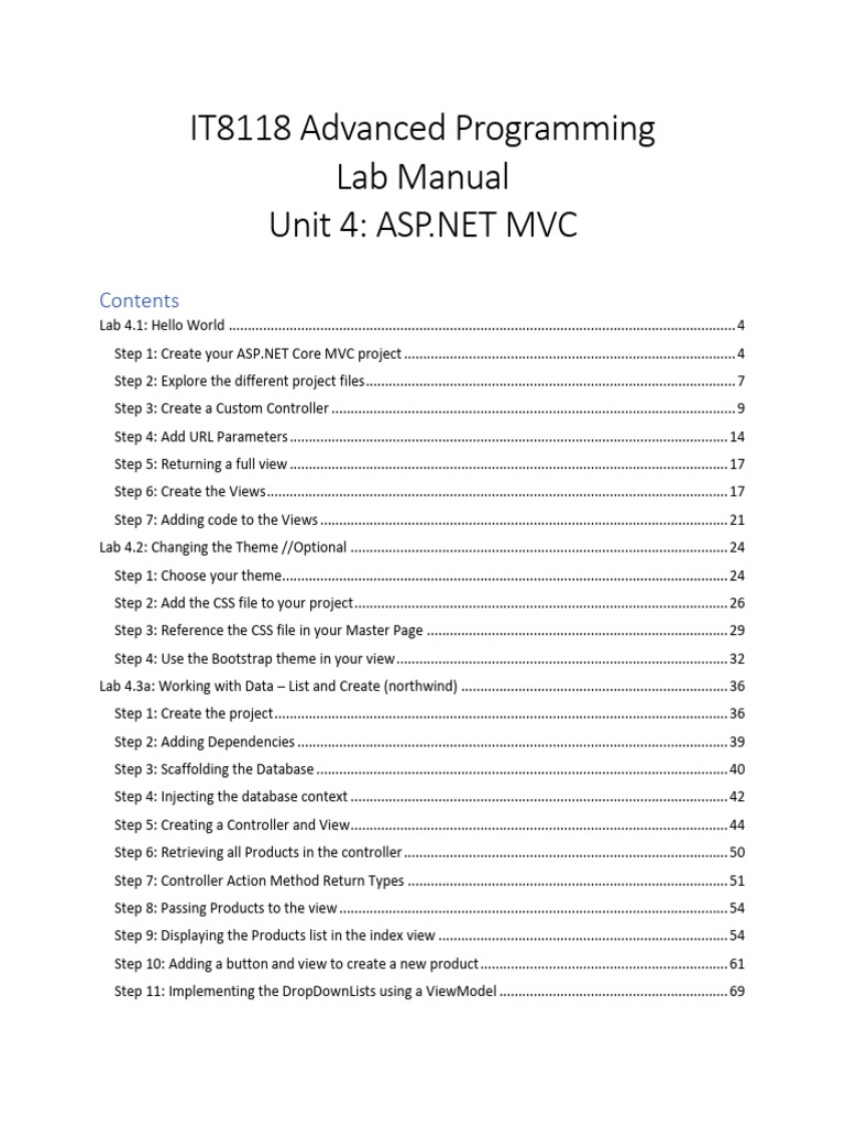 Unit 4 Lab Manual - ASP - Net MVC | PDF | Computer Programming | Software
