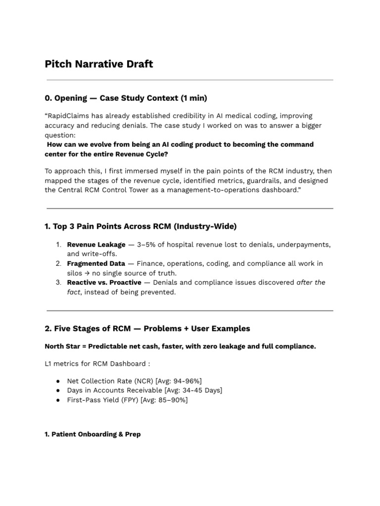 Pitch Narrative Draft For RCM | PDF