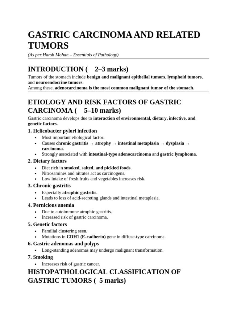 Gastric Carcinoma and Related Tumors | PDF | Adenoma | Neoplasms