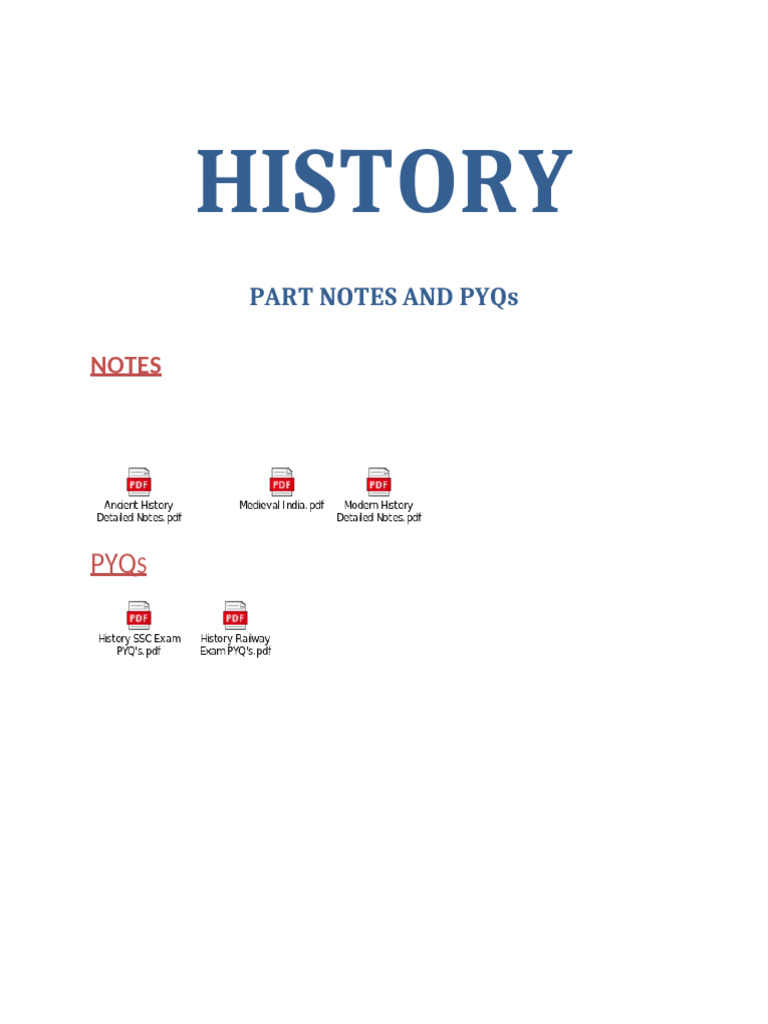 History Part Notes and Pyqs | PDF