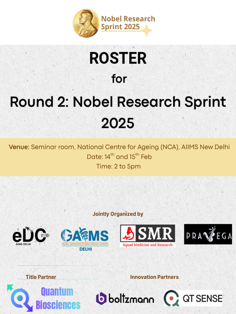 Roster For Round 2 Nobel Research Sprint 2025 | PDF