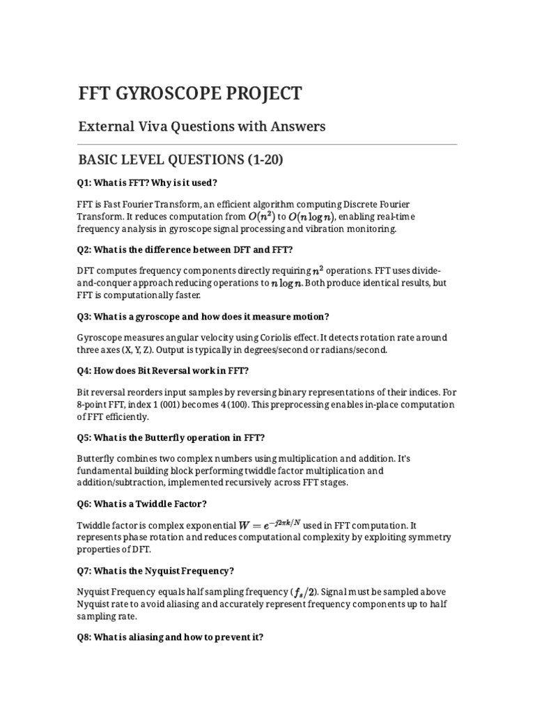 FFT Gyro Project Viva Questions | PDF | Fast Fourier Transform ...
