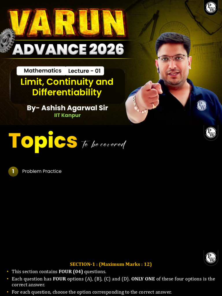 Limits, Continuity and Differentiability 01 Blank Class Notes | PDF ...