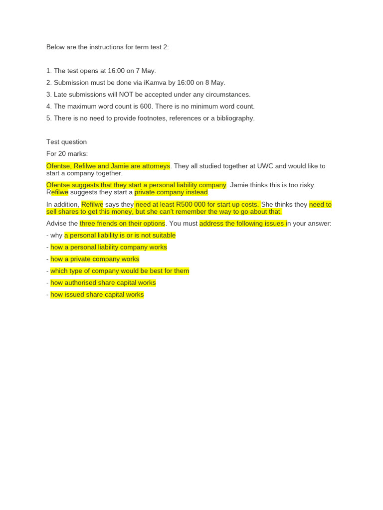 CPL Term Test 2 | PDF | Legal Liability | Corporations