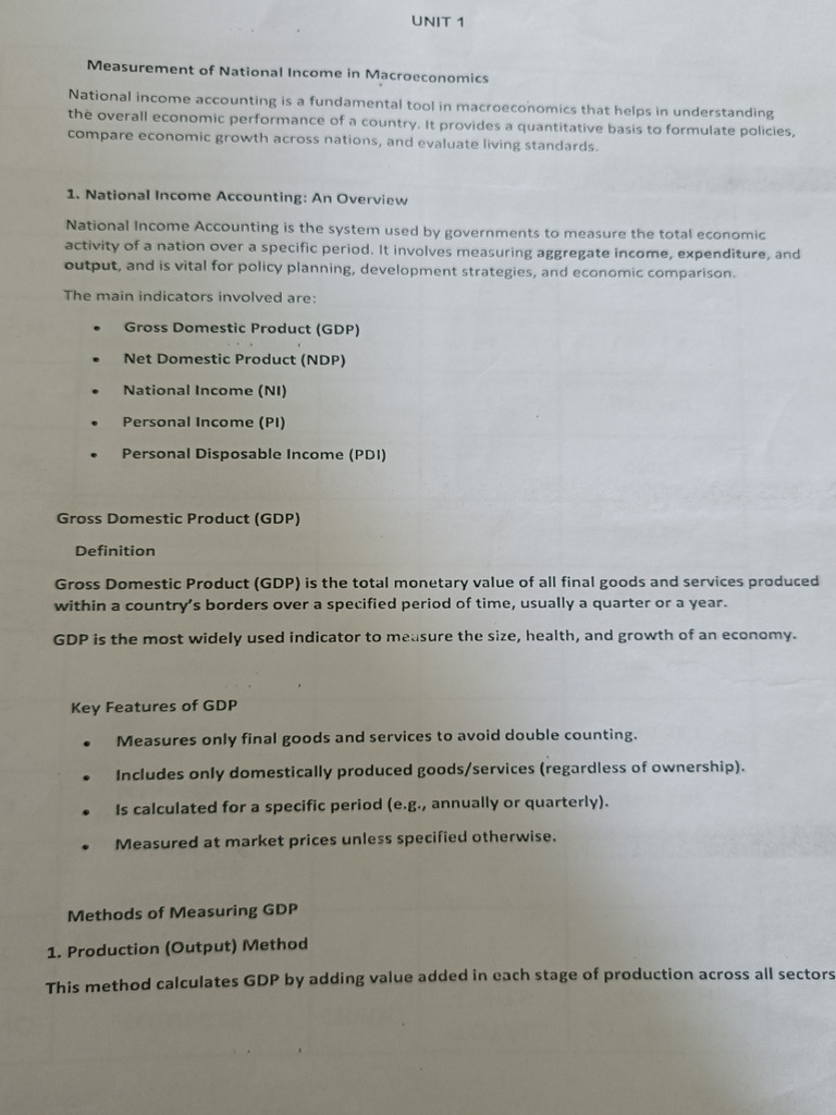 Unit 1 Macro Economics | PDF | Gross Domestic Product | Quantity Theory ...