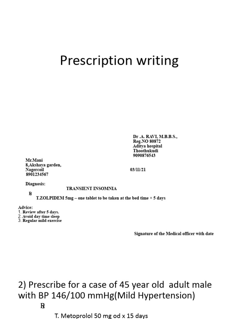 Prescription Writing | PDF | Fever | Drugs