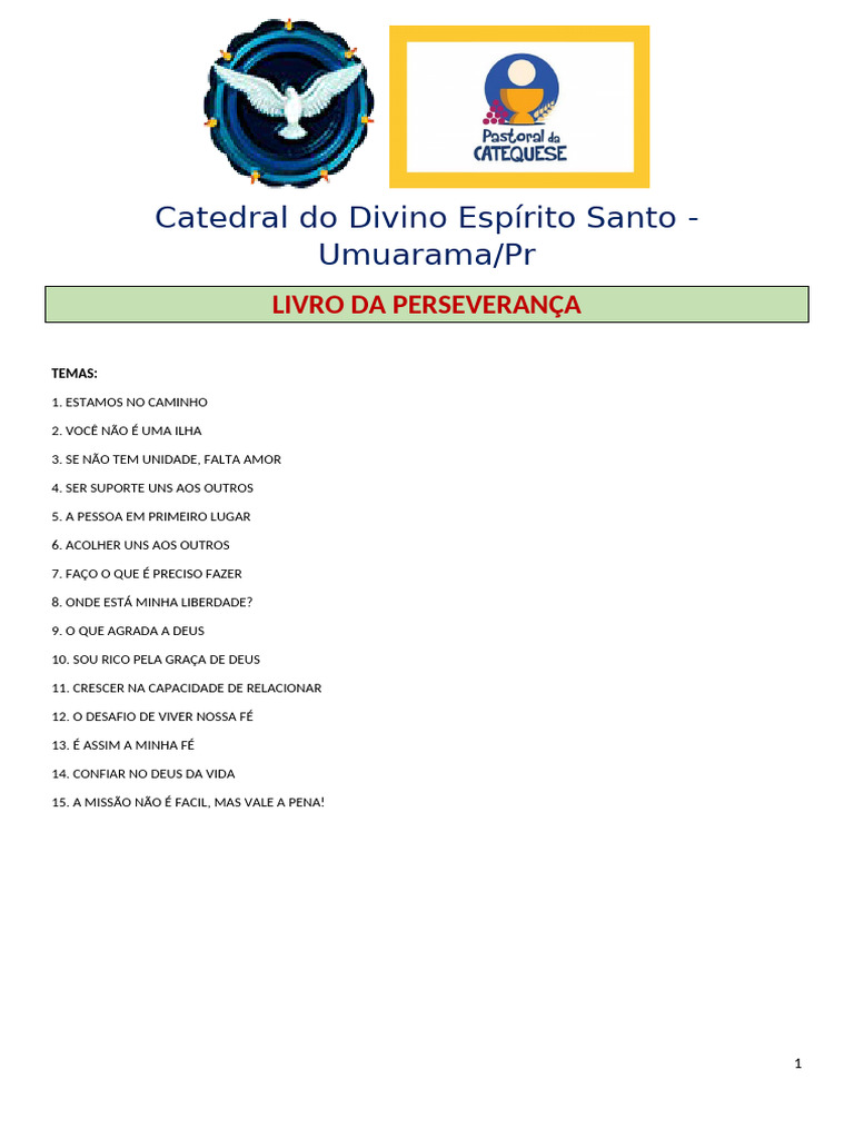 Livro Da Perseverança Temas 2026 | PDF