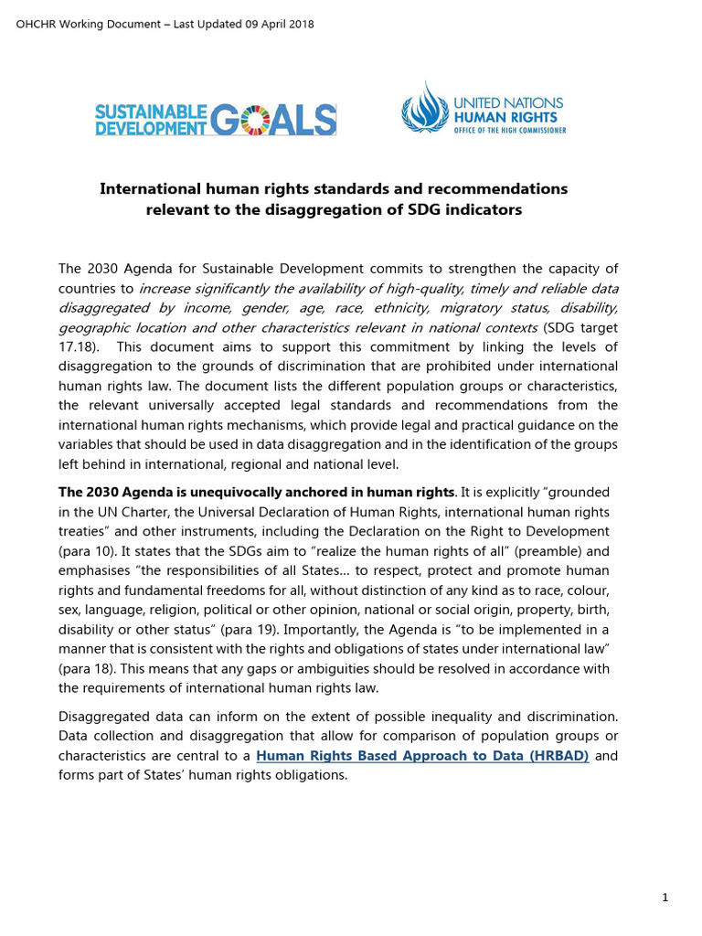 Human Rights Standards For Data Disaggregation - OHCHR - Background ...