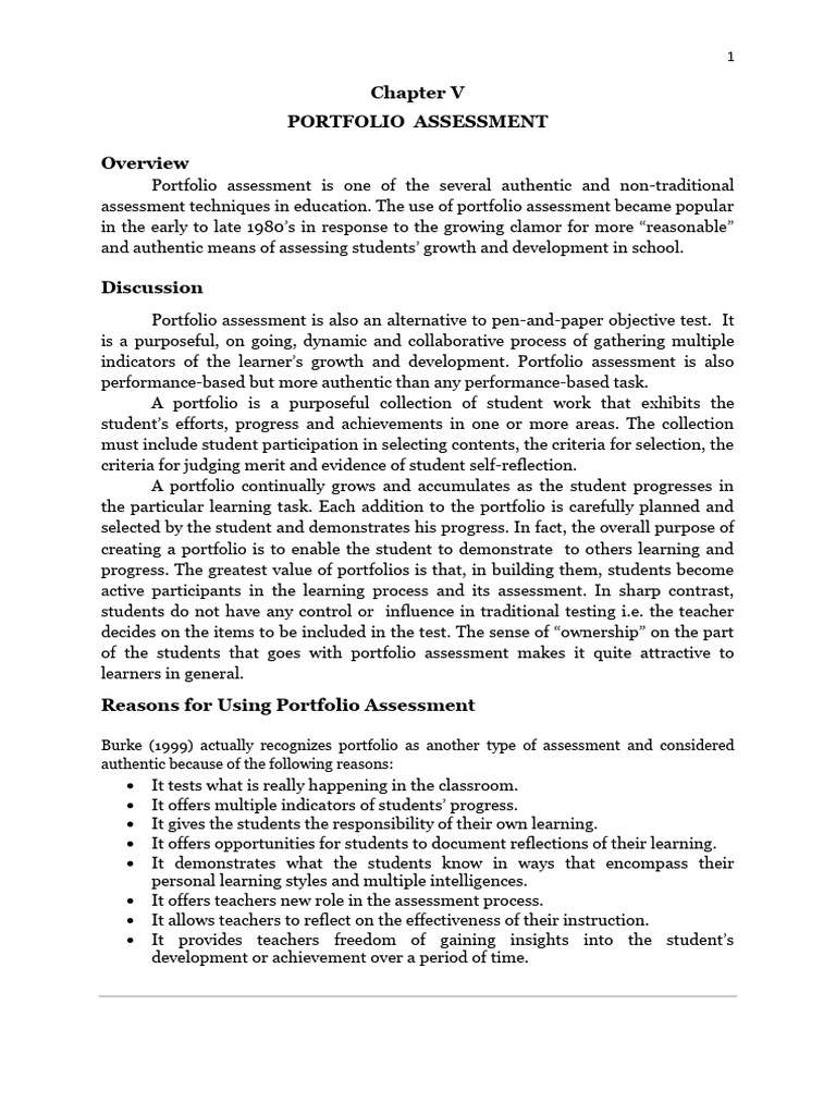 Portfolio Assessment | PDF | Educational Assessment | Learning