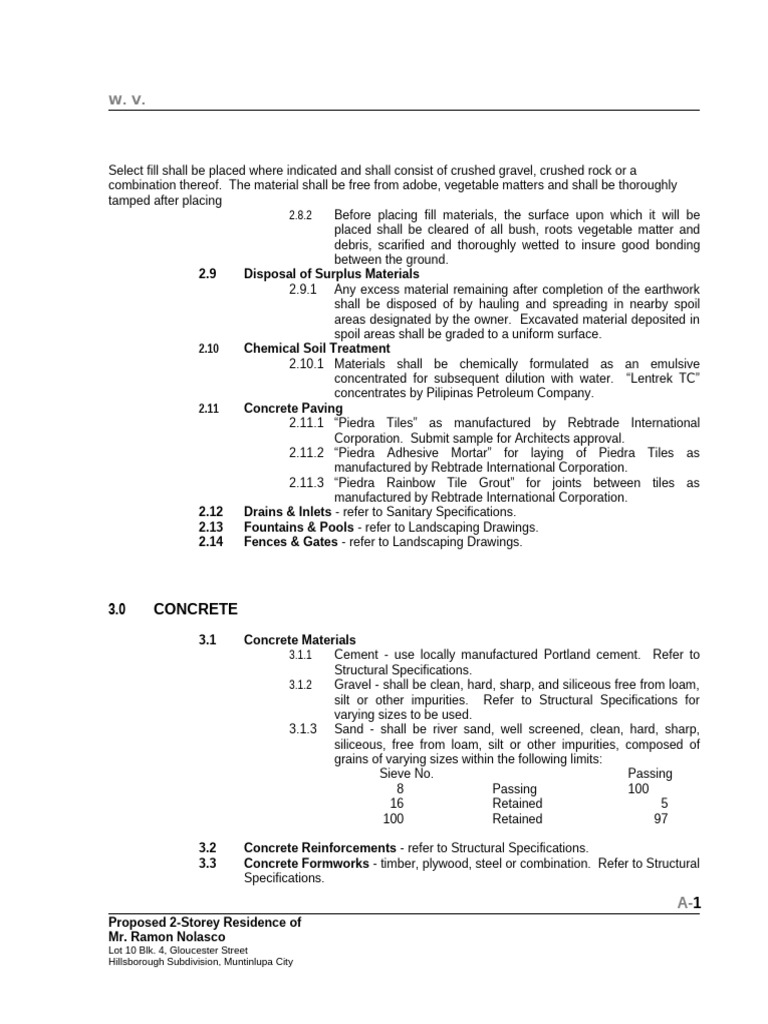 Construction Specification Part 2 | PDF | Concrete | Cement