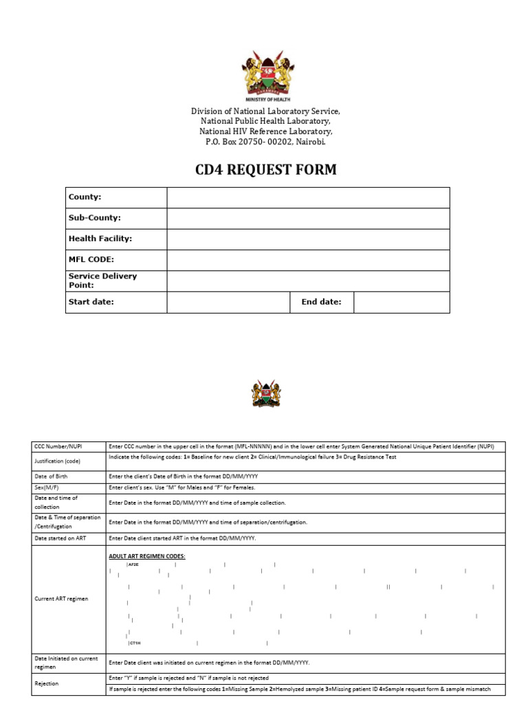 CD4 Request Form - FINAL Formatted 25.06.2024 | PDF | Clinical Medicine ...
