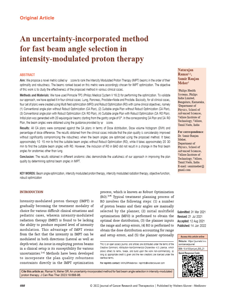 An Uncertainty Incorporated Method For Fast Beam.28 | PDF | Radiation ...
