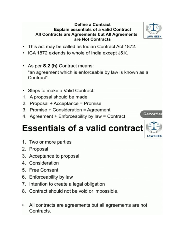 Contract Notes 1 | PDF