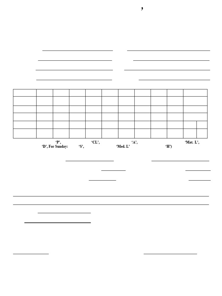 P M Shri Monthly Attendance Format For VTs | PDF