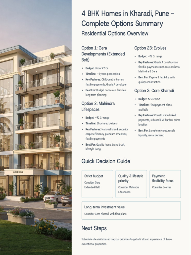 4 BHK Homes in Kharadi Pune Complete Options Summary | PDF