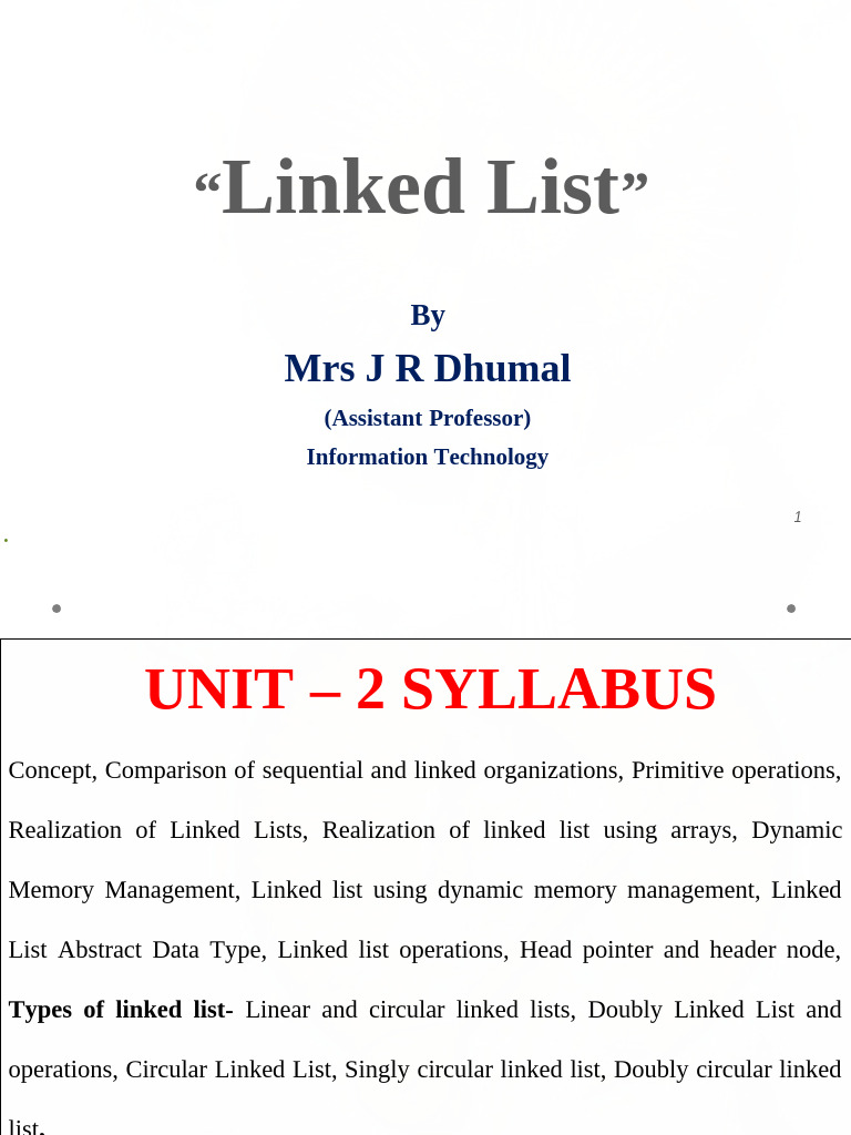 Unit-2 Linked List | PDF | Data Management | Computer Science