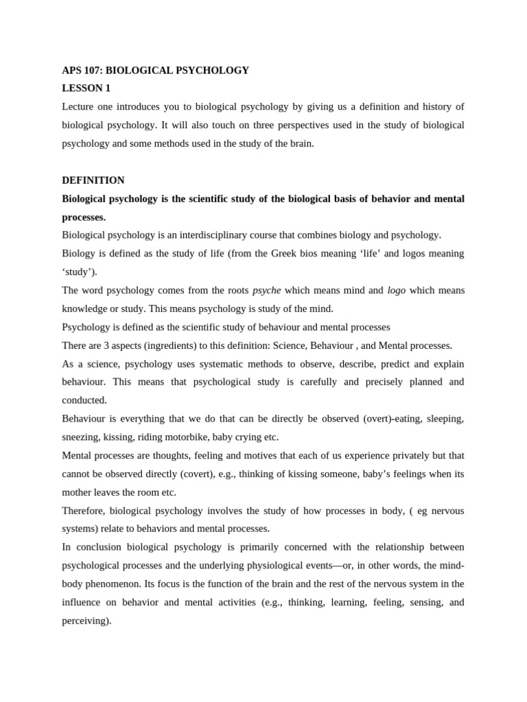 Aps 107 Notes | PDF | Neurotransmitter | Neuron