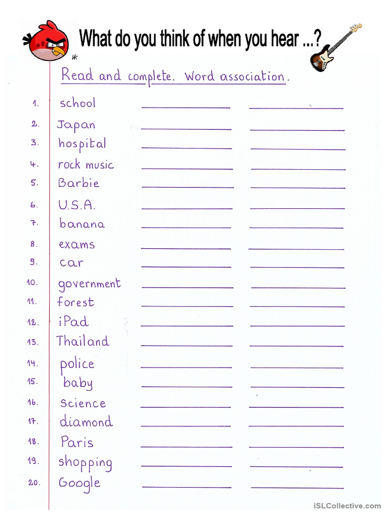 Read and Complete - Word Association | PDF