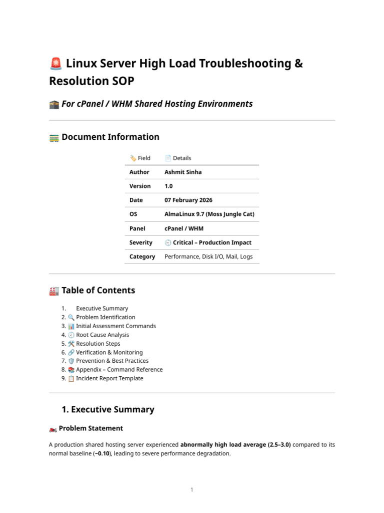 Linux Server High Load Troubleshooting & Resolution Sop (Color Docs ...