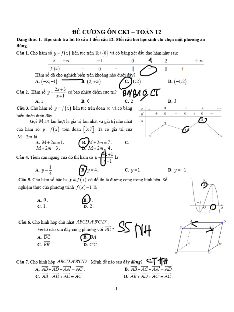 Đề Cương CK1 12 001 - HS | PDF