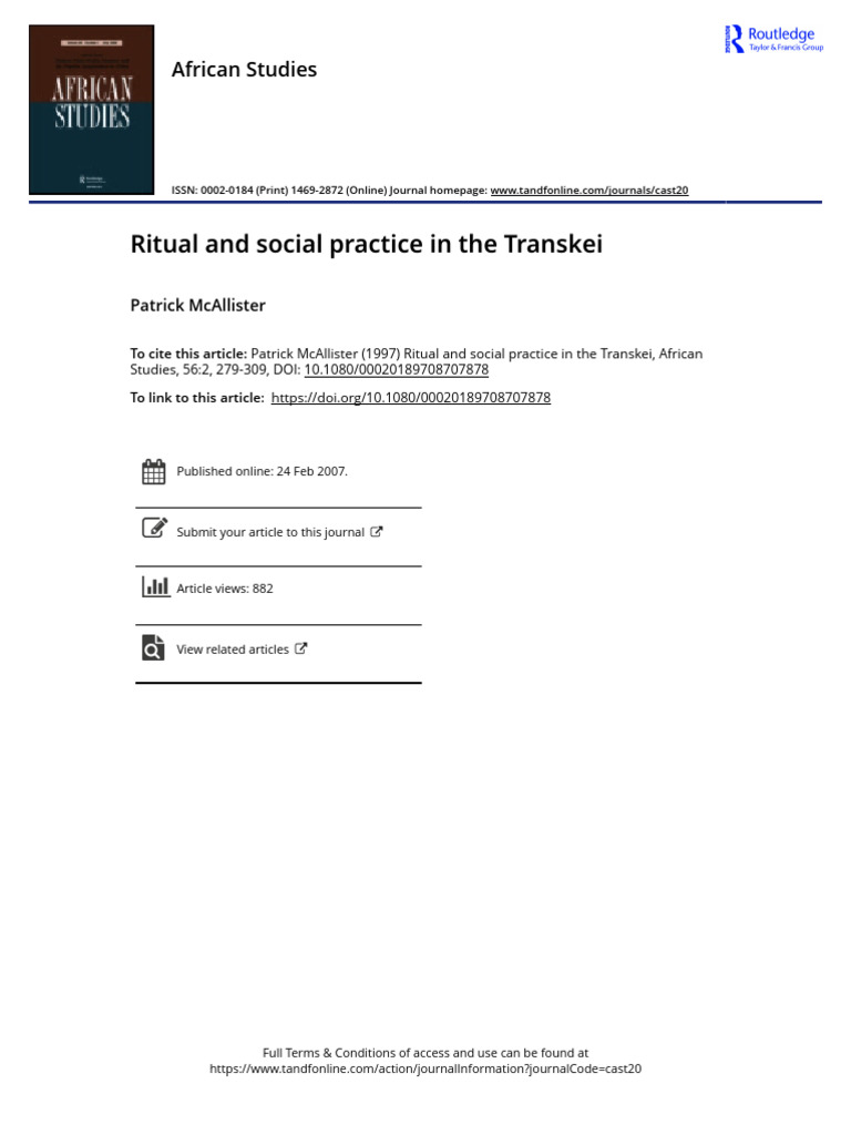 Ritual and Social Practice in The Transkei | PDF | Kinship | Rituals
