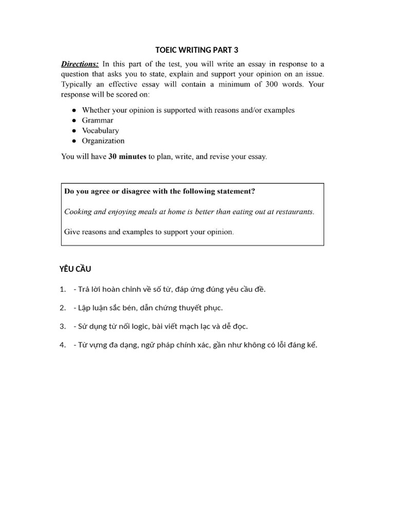 Toeic Writing Part 3 | PDF