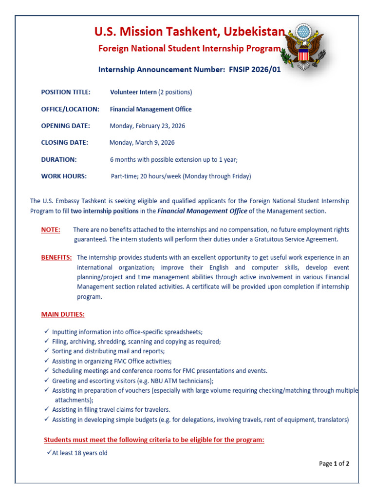 2026 01 Internship Announcement - FMC | PDF | Internship | Job Hunting