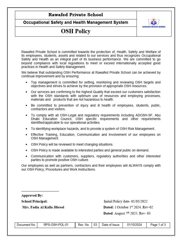 OSH Policy | PDF