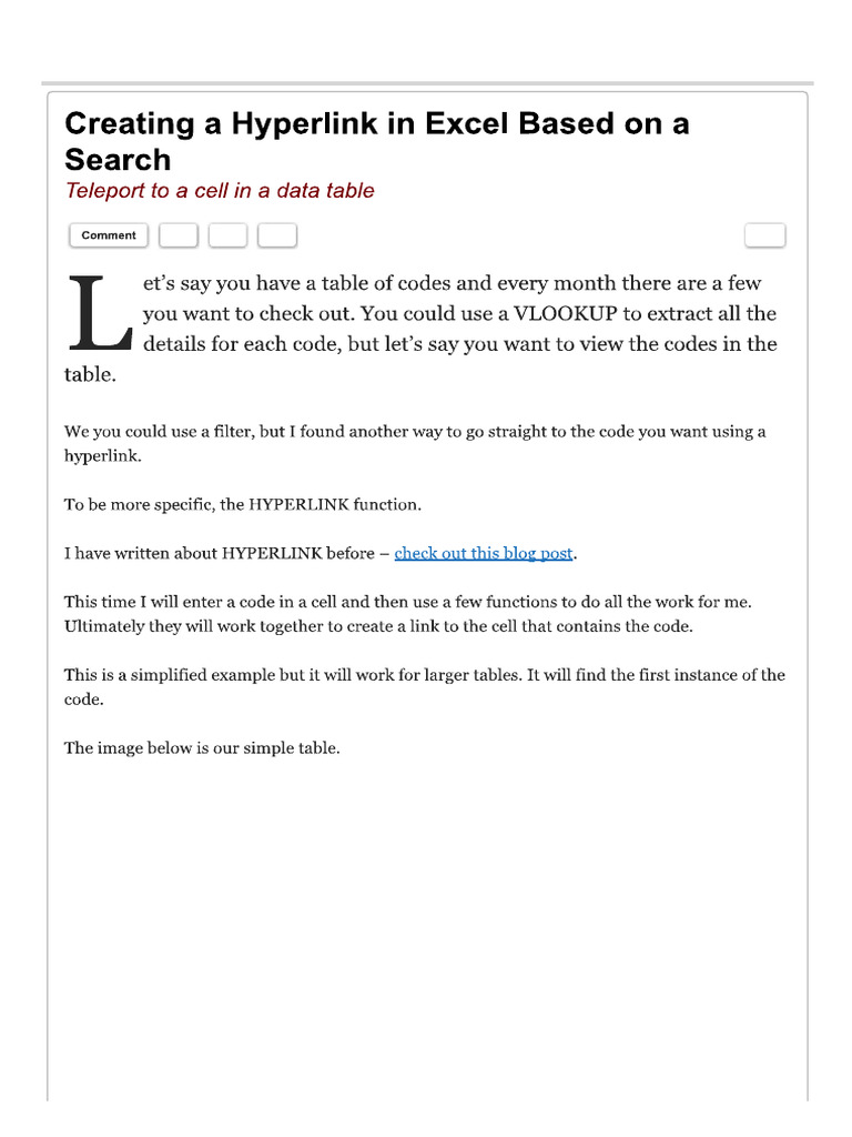 Creating A Hyperlink in Excel Based On A Search - A4 Accounting | PDF
