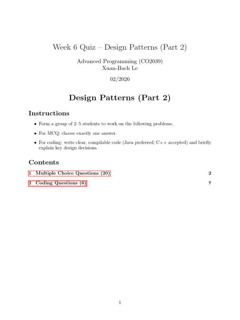 Week6 MCQ en | PDF | Inheritance (Object Oriented Programming) | Method ...