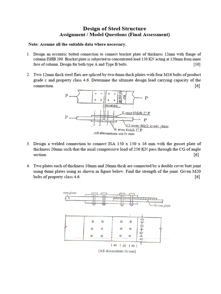 Design of Steel Structures Assignment Questions - C3493bef 1b89 4f39 ...