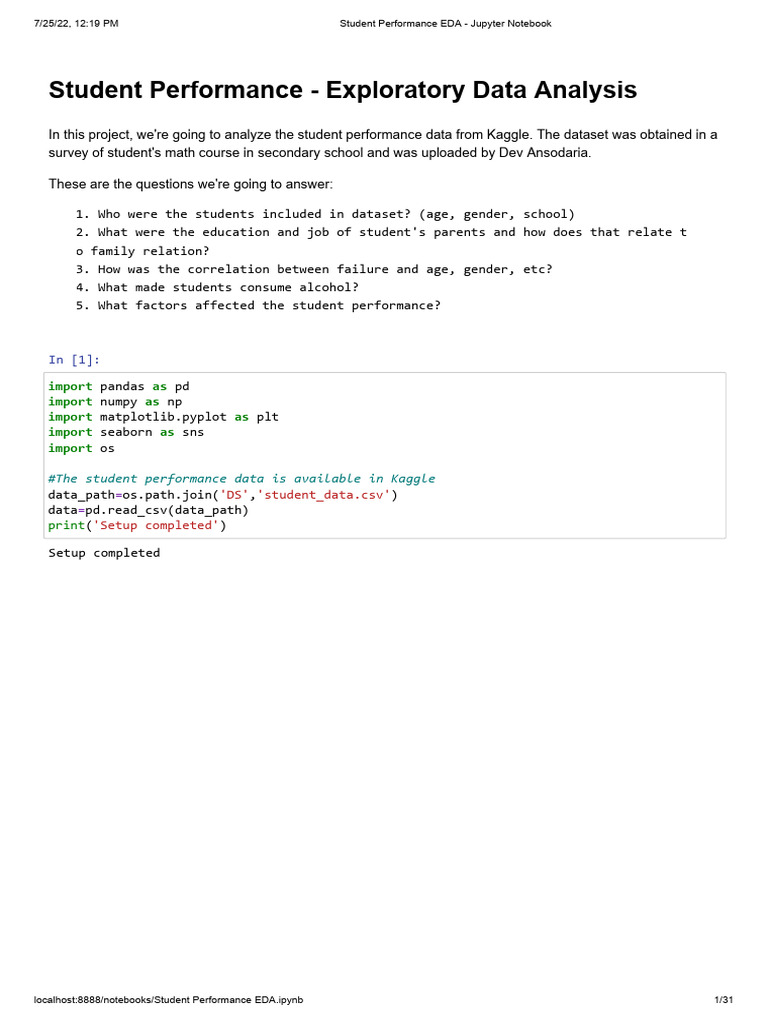 Student Performance EDA - Jupyter Notebook | PDF
