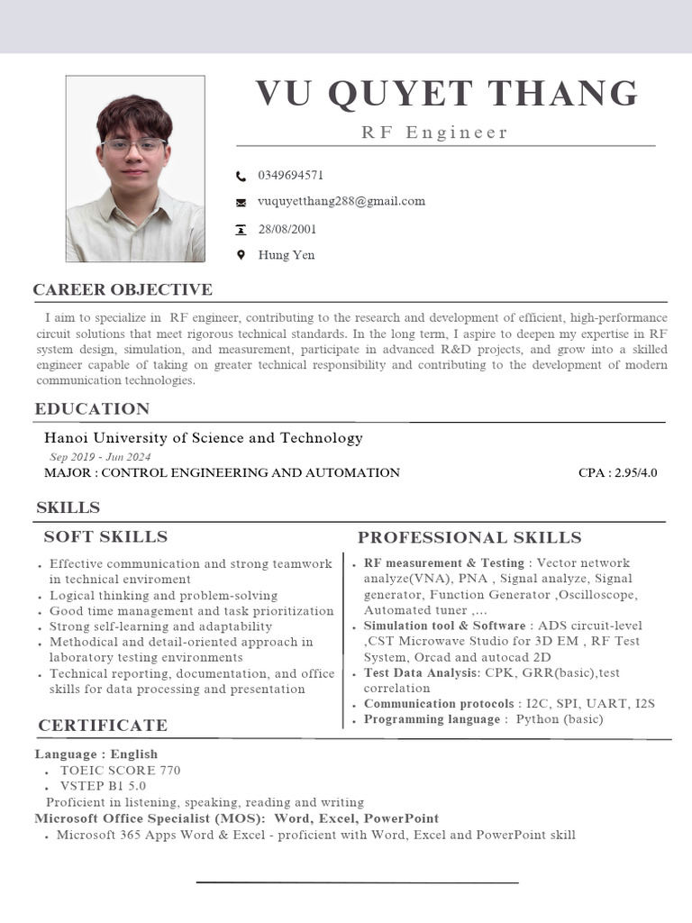 RF Engineer 2026 | PDF | Microsoft Excel | Computer Engineering