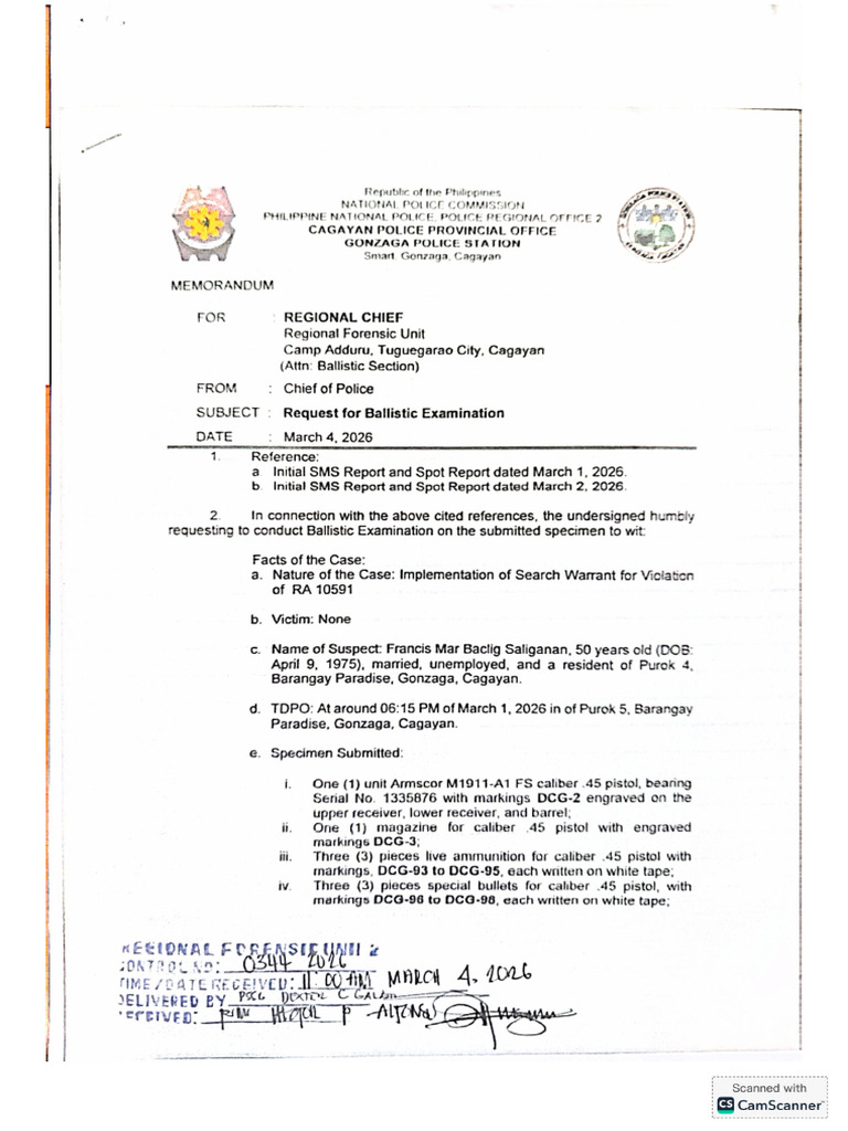 Receiving Copy Request For Ballistic Exa | PDF