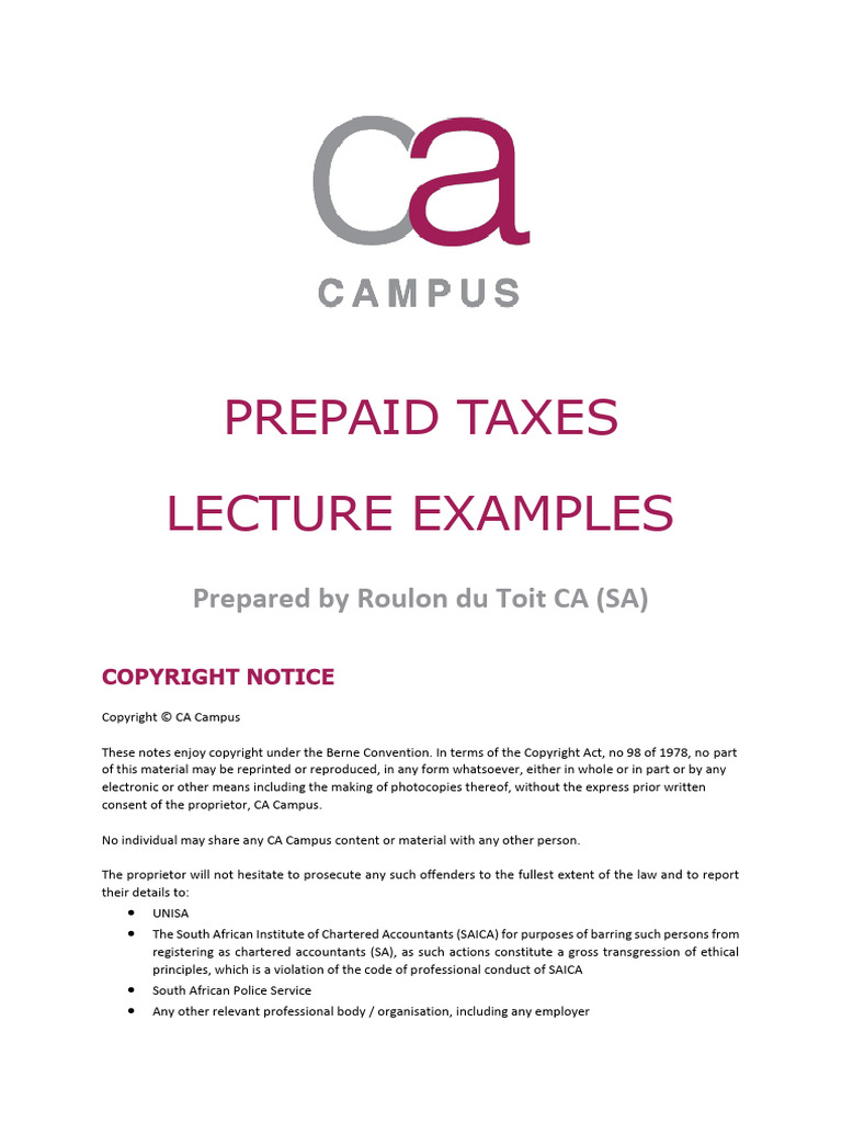 Prepaid Taxes - Lecture Examples | PDF | Tax Refund | Taxes