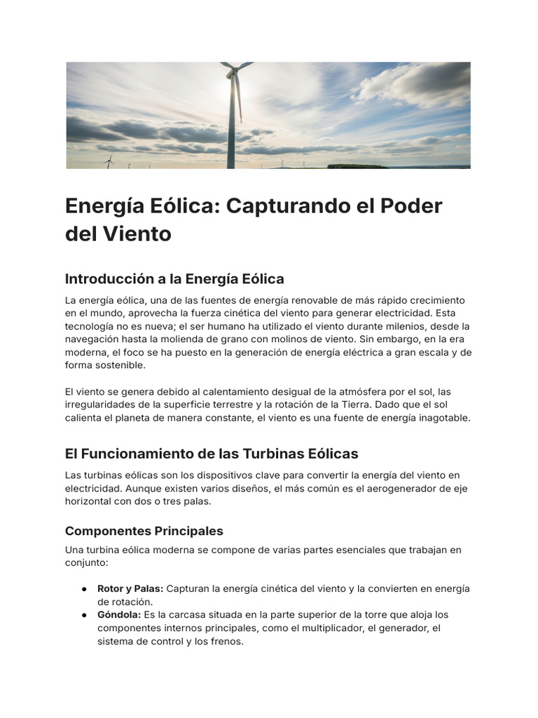 Energia Eolica | PDF | Energía eólica | Turbina