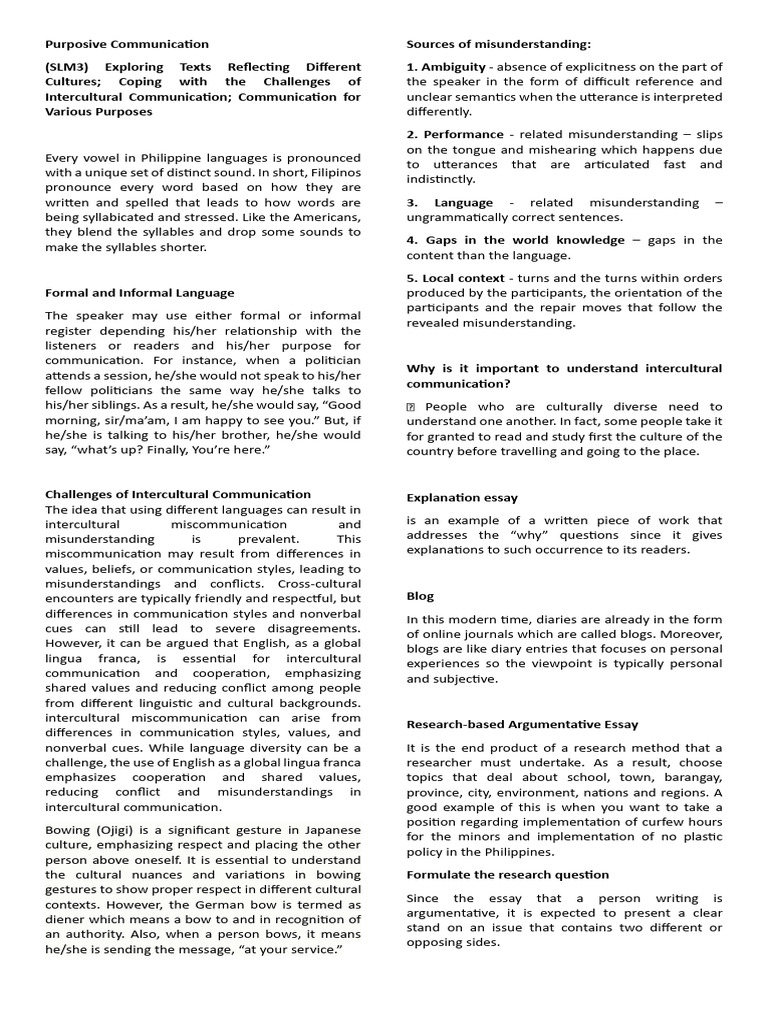 REVIEWER Purposive Communication | PDF | Communication | Public Speaking