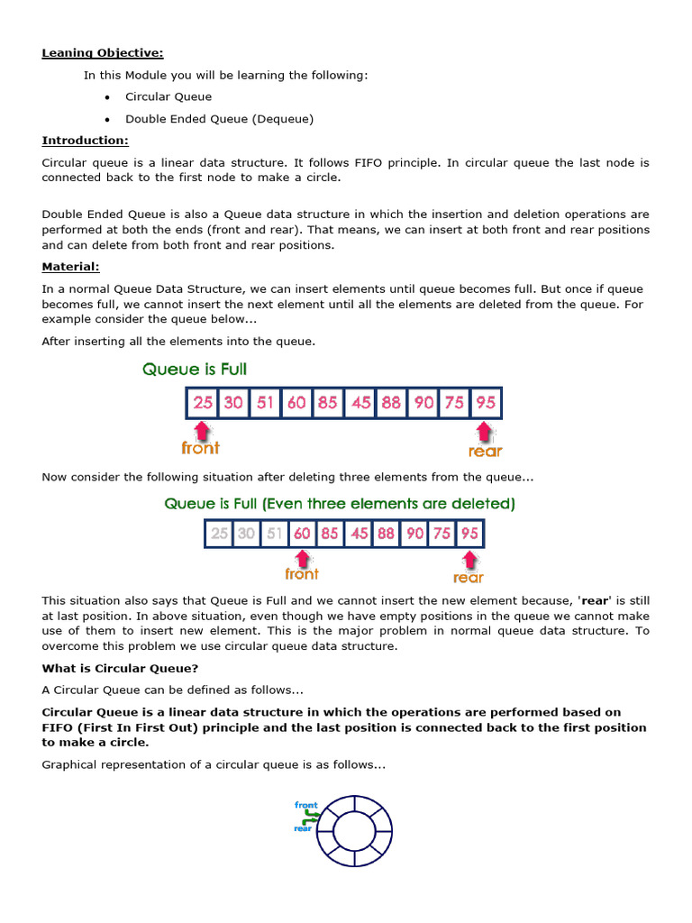 M26 Circular Queue | PDF | Queue (Abstract Data Type) | Computer ...