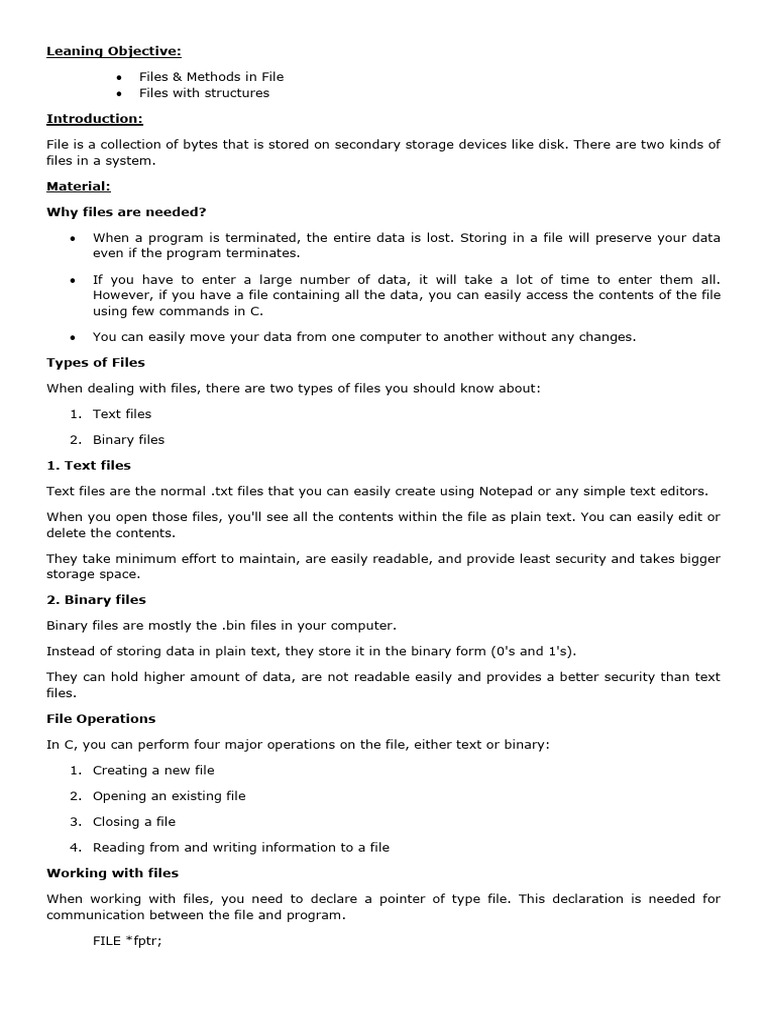 M13!14!15 File Handling | PDF | Computer File | Pointer (Computer ...