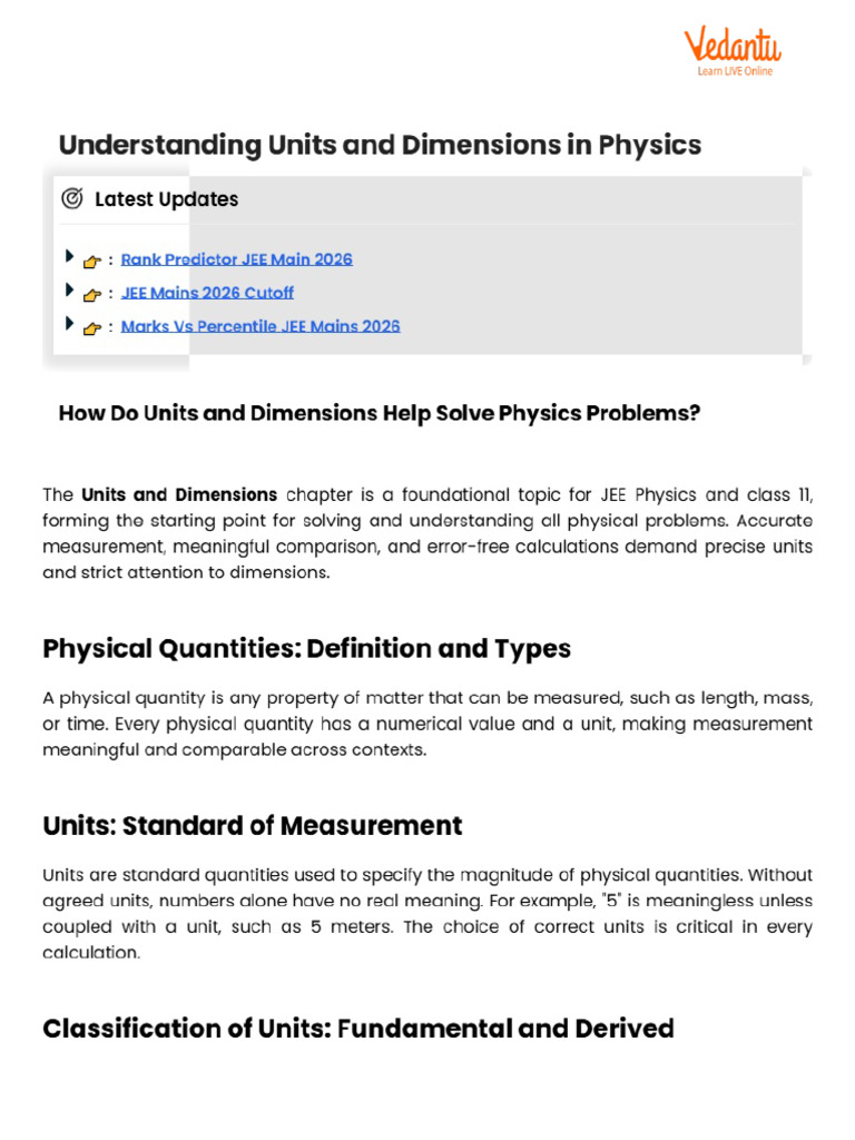 Understanding Units and Dimensions in Physics | PDF