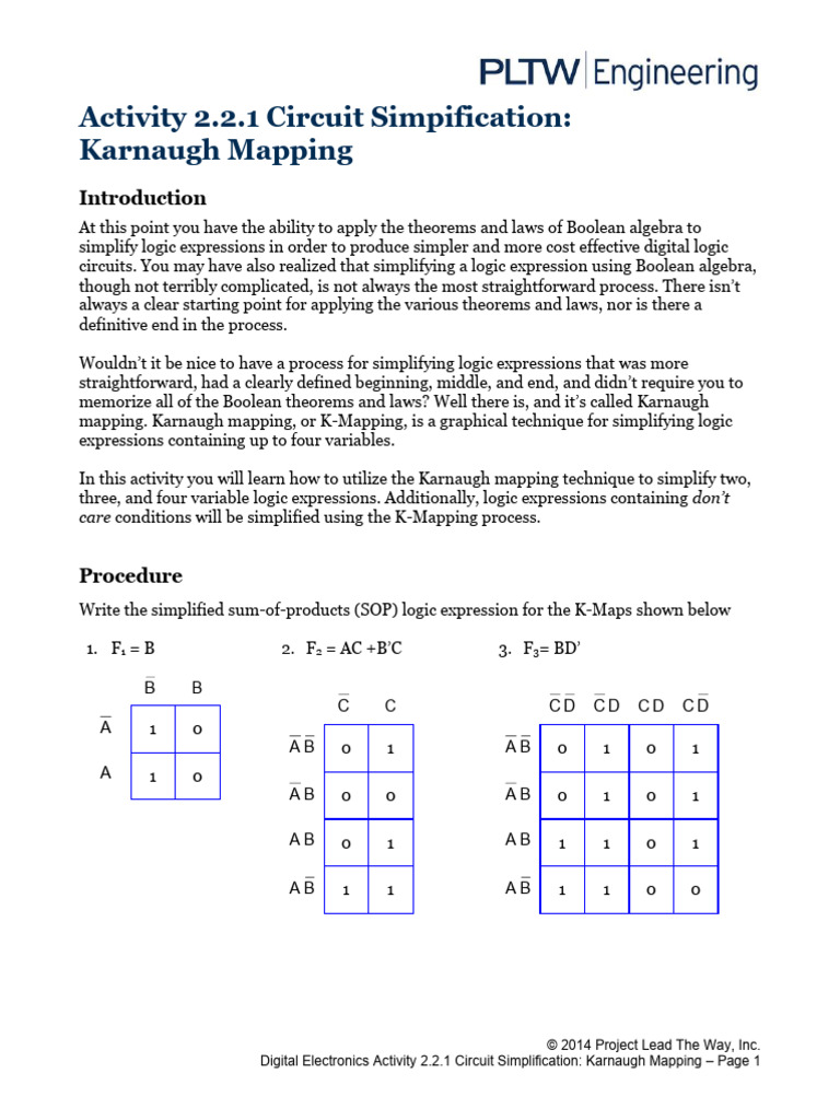 2.2.1.A KMappingSimplification2018-2 | PDF | Digital Electronics ...