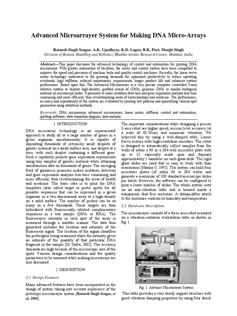 Advanced Microarrayer System Presented at TIMA Jan 2011 | PDF | Dna ...