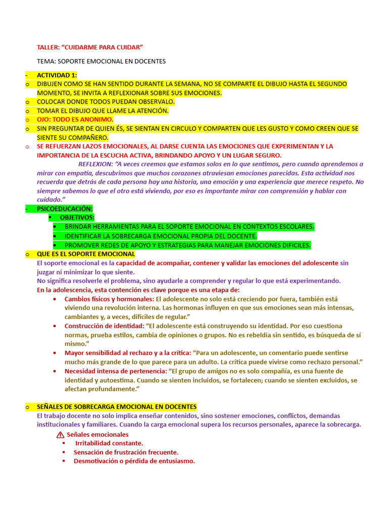 Taller Bienestar Emocional - Completo | PDF | Las emociones | Empatía