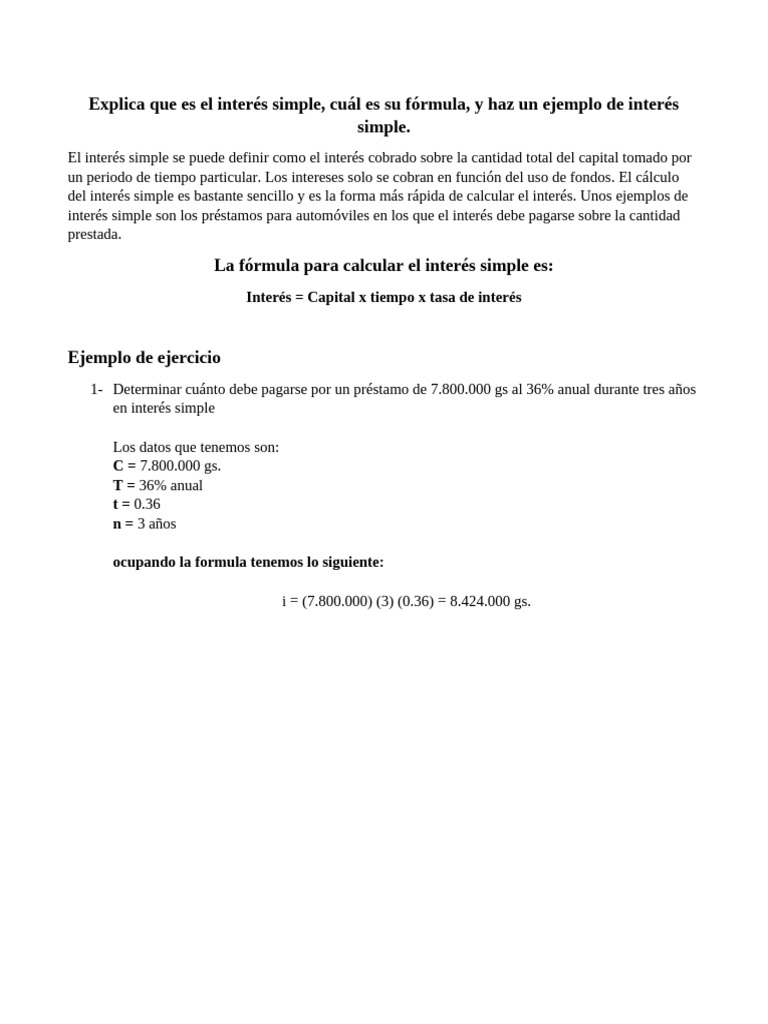 Explica Que Es El Interés Simple | PDF
