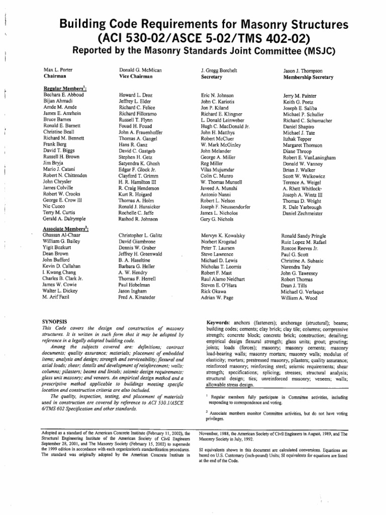 MasonryBuildingCode1 3 02 | PDF