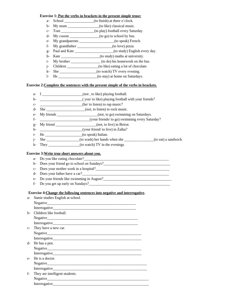 Grade 5 Present Simple | PDF | Linguistic Typology | Languages