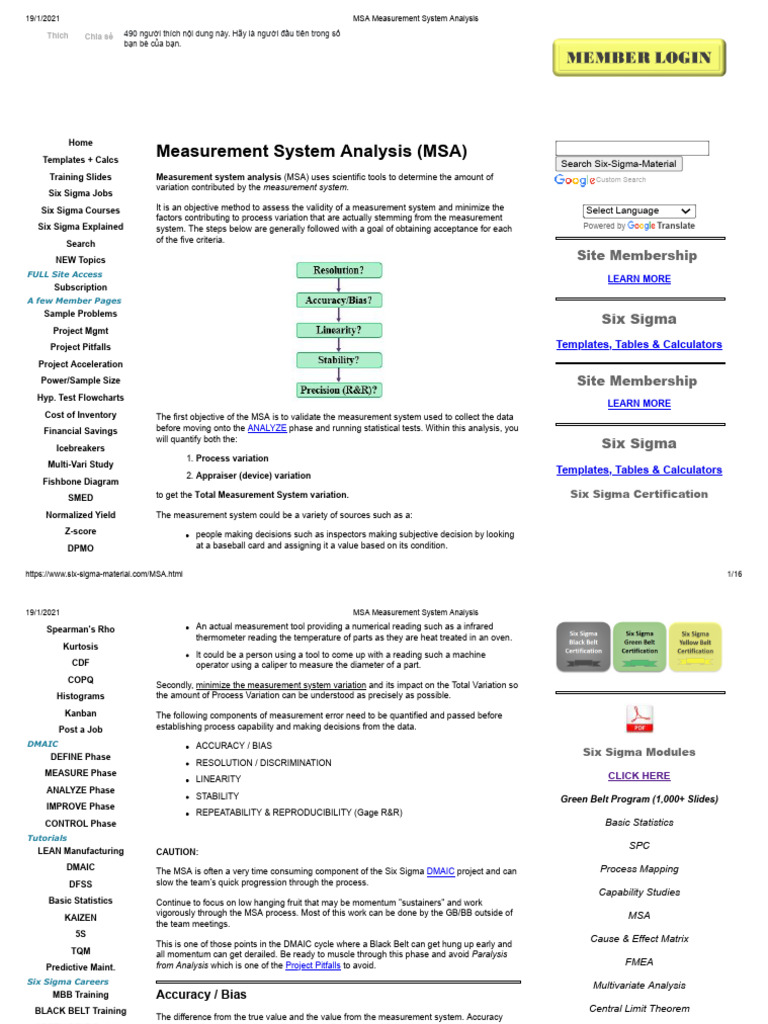 MSA Measurement System Analysis | PDF | Standard Deviation | Accuracy ...