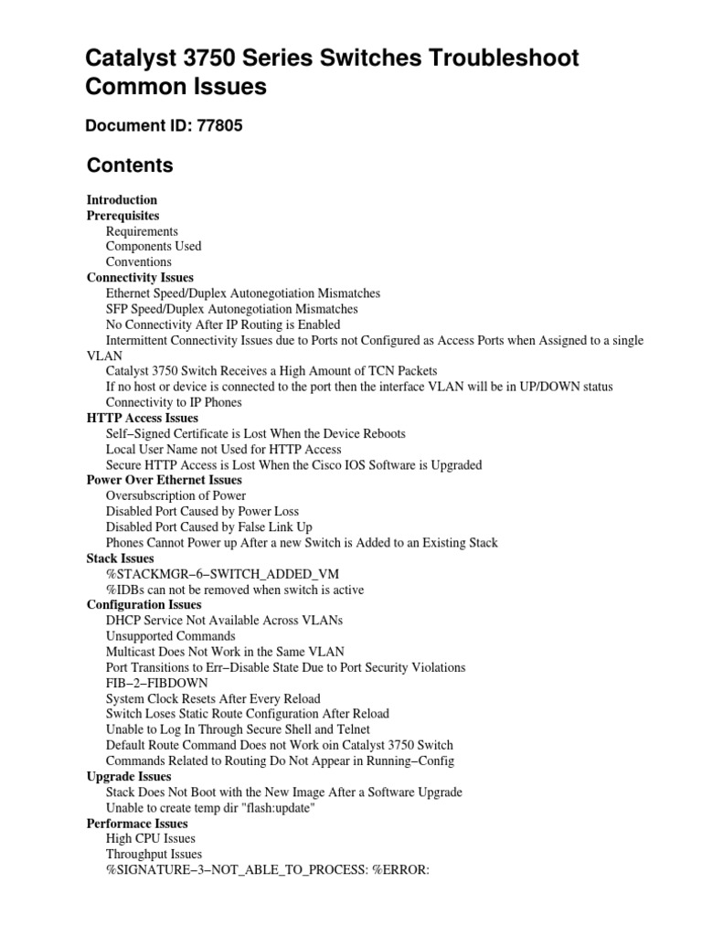 Catalyst 3750 Series Switches Troubleshoot | PDF | Network Switch | Port  (Computer Networking)