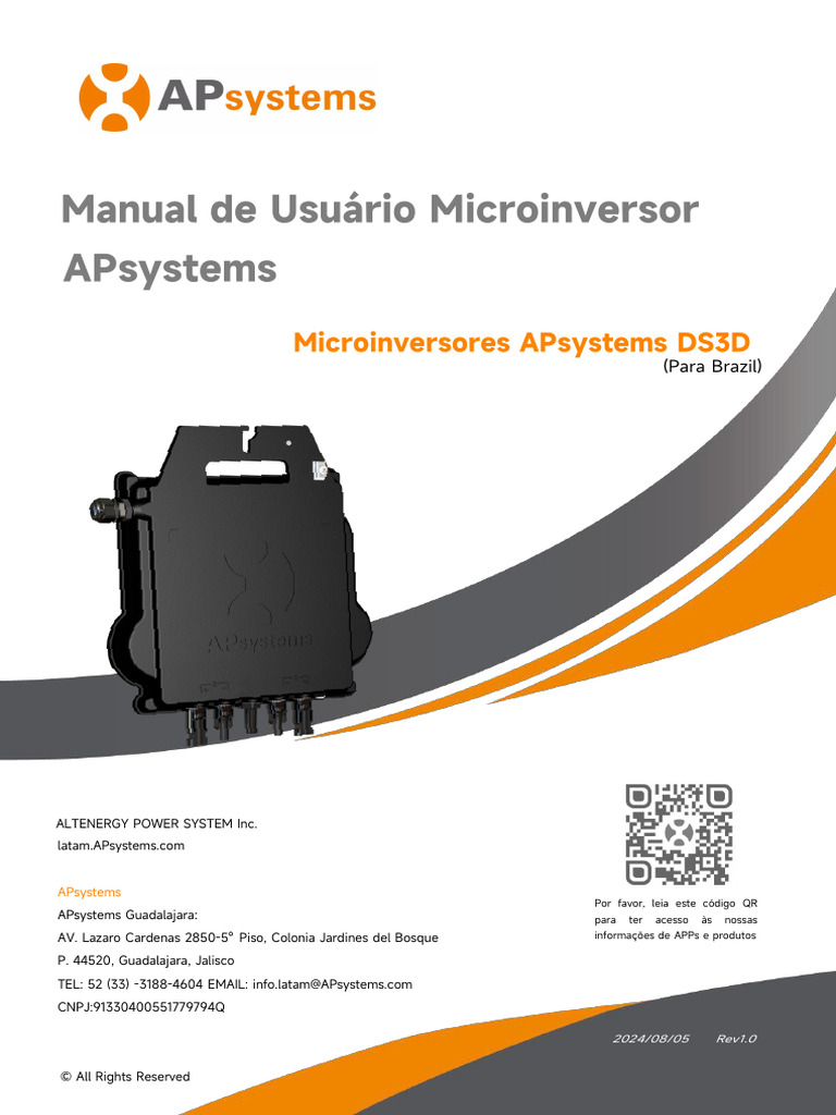 APSystems DS3D Manual (PT) Rev1.0 | PDF | Conector elétrico | Fotovoltaica
